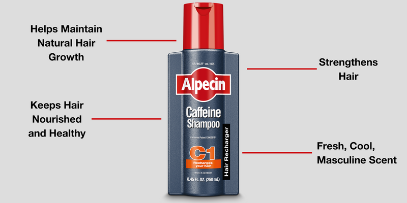 Alpecin C1 Caffeine Shampoo, 8.45 fl oz (Pack of 3), Caffeine Shampoo Cleanses the Scalp to Promote Natural Hair Growth, Leaves Hair Feeling Thicker and Stronger