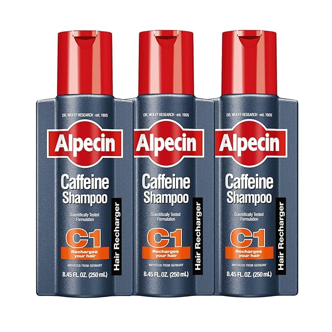 Alpecin C1 Caffeine Shampoo, 8.45 fl oz (Pack of 3), Caffeine Shampoo Cleanses the Scalp to Promote Natural Hair Growth, Leaves Hair Feeling Thicker and Stronger